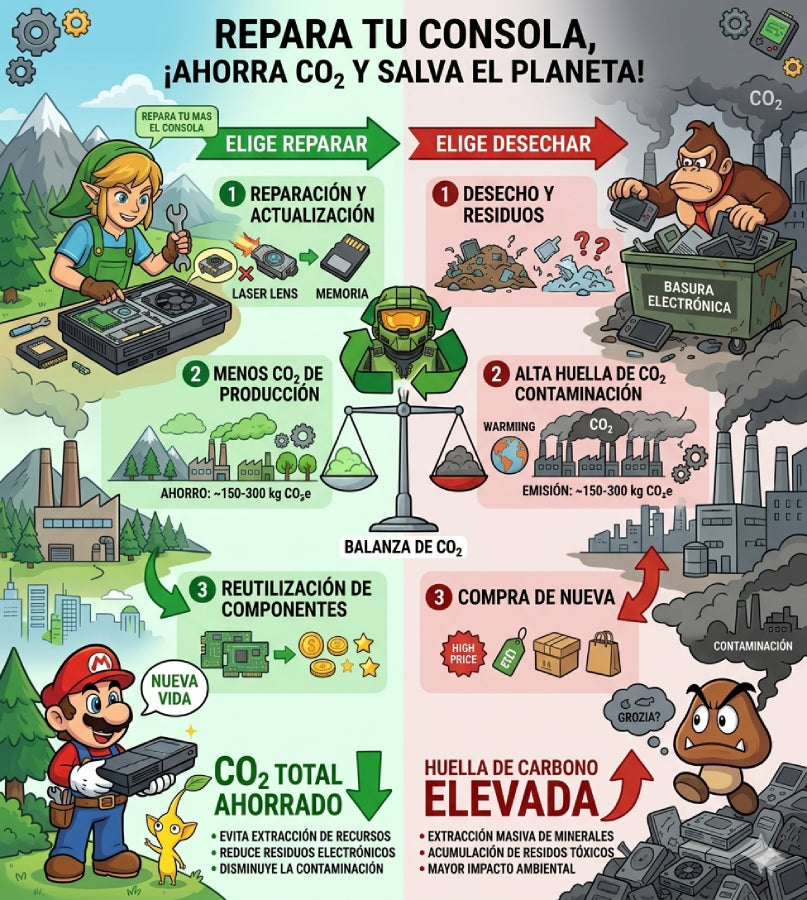 Repara tu consola y reduce emisiones de CO₂ - Tiendita Play servicio técnico Chile